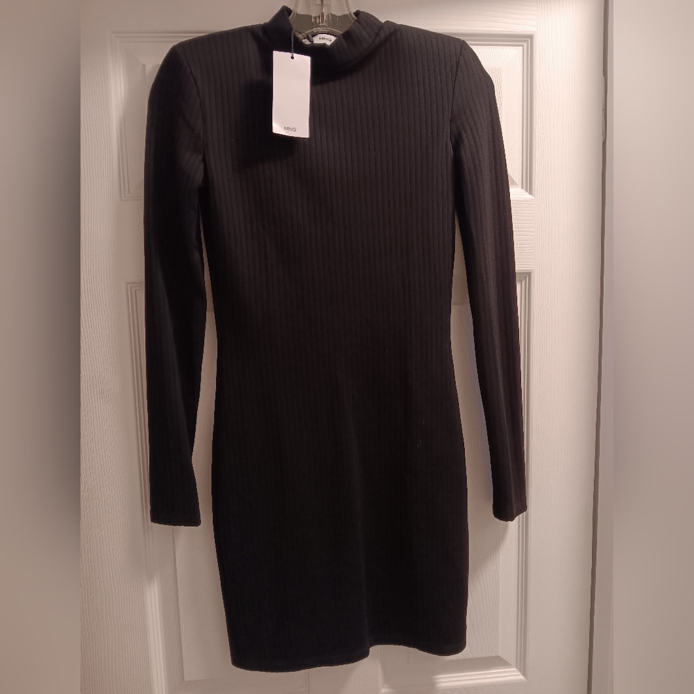 Mango Black Long Sleeve Dress